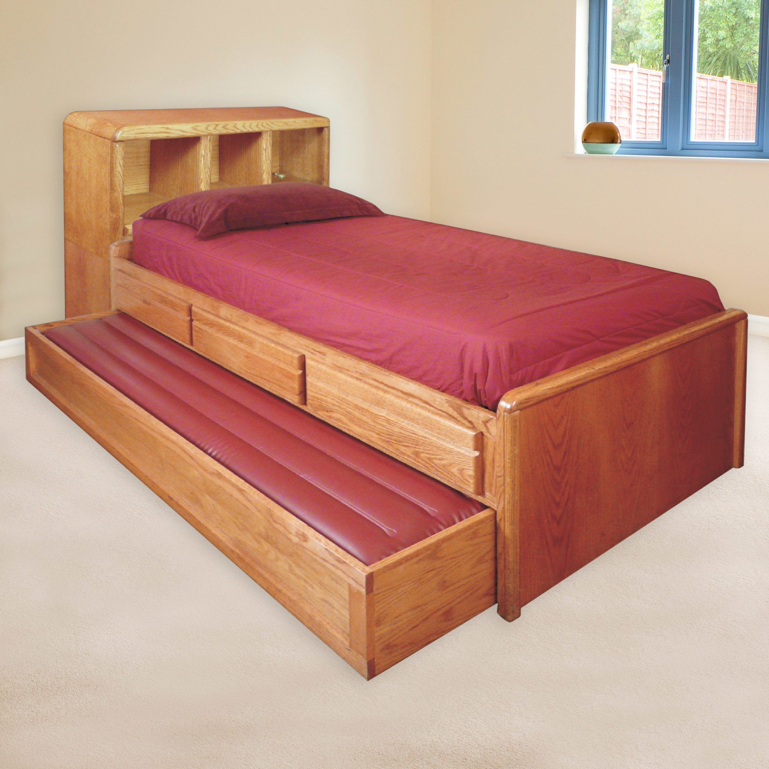 Bookcase Trundle Bed With La Jolla, Twin Bed With Bookcase Headboard And Trundle