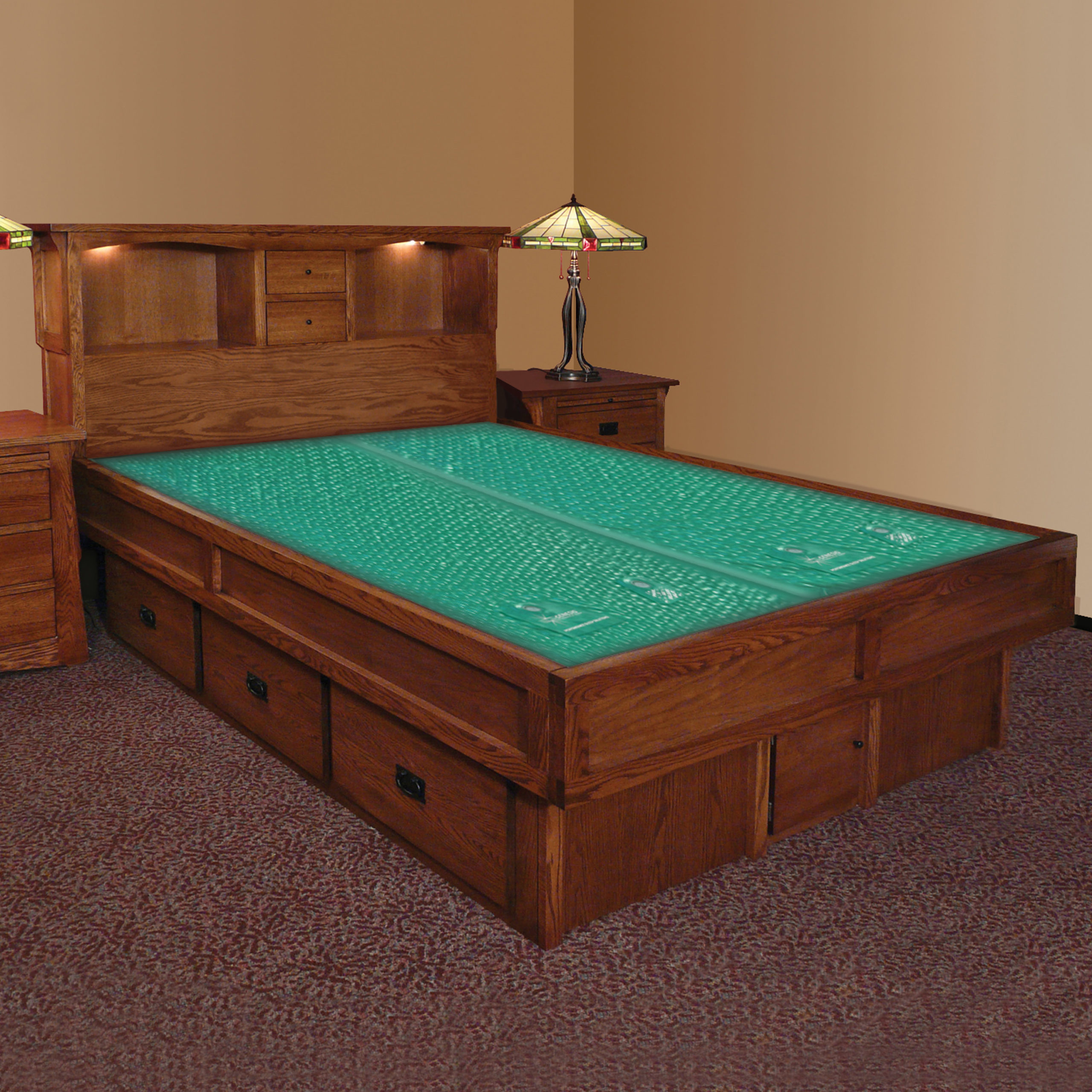Mission Creek Waterbed With Bookcase, Bookcase Headboard Images