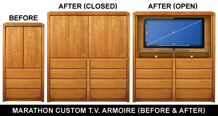 Custom Marathon TV Armoire Before And After