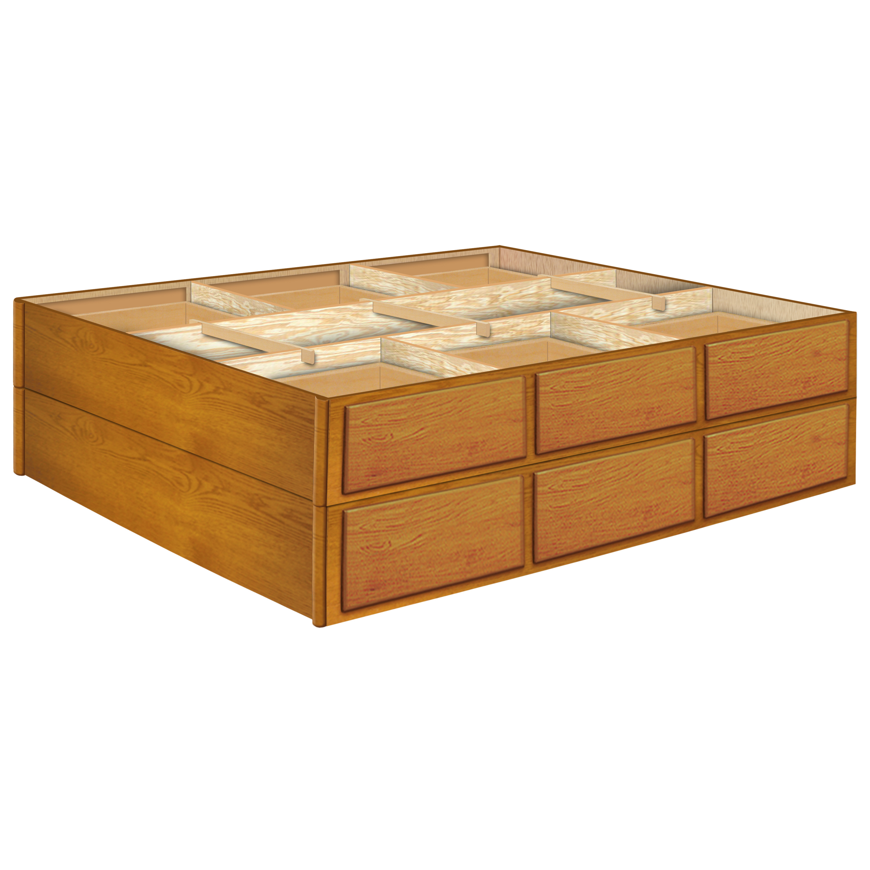 24 Inch Oak 12 Drawer Double Stacked Pedestals Innomax