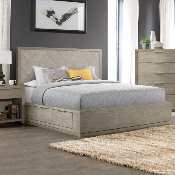 Herringbone Panel Single (one side) Storage Bed